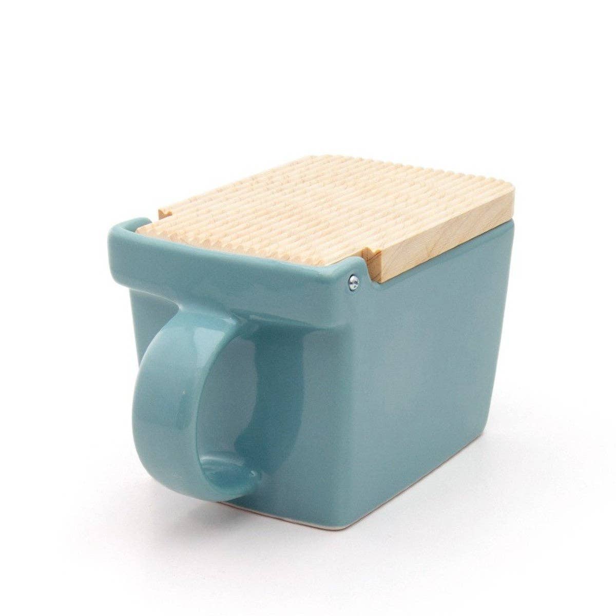 Bee House Ceramic Salt Box With Wooden Lid - Ice Blue - Dear John