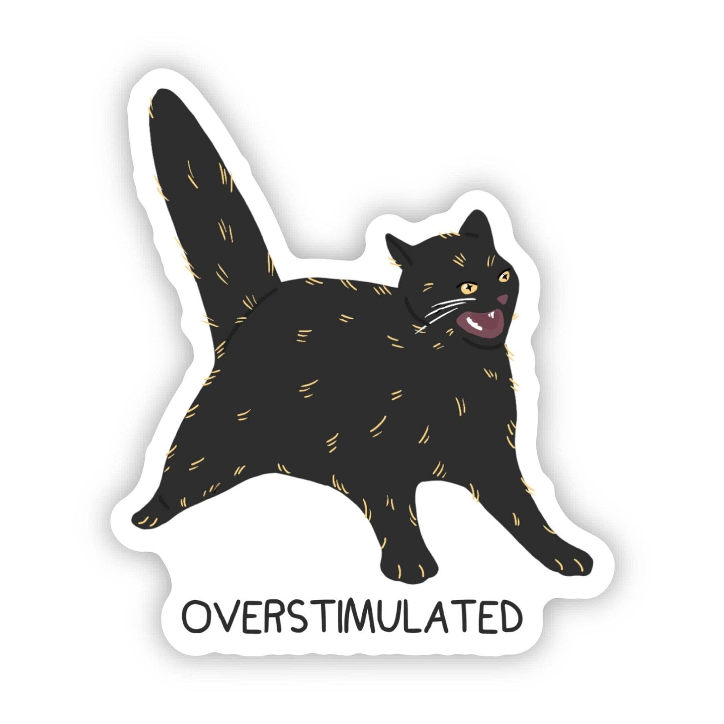 Big Moods - Overstimulated Black Cat Sticker - Dear John
