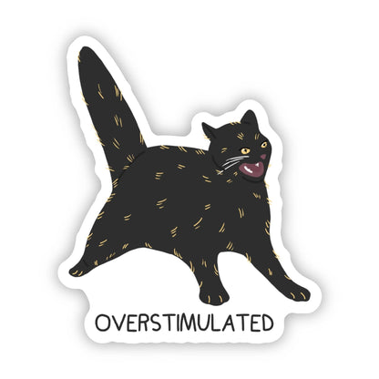 Big Moods - Overstimulated Black Cat Sticker - Dear John