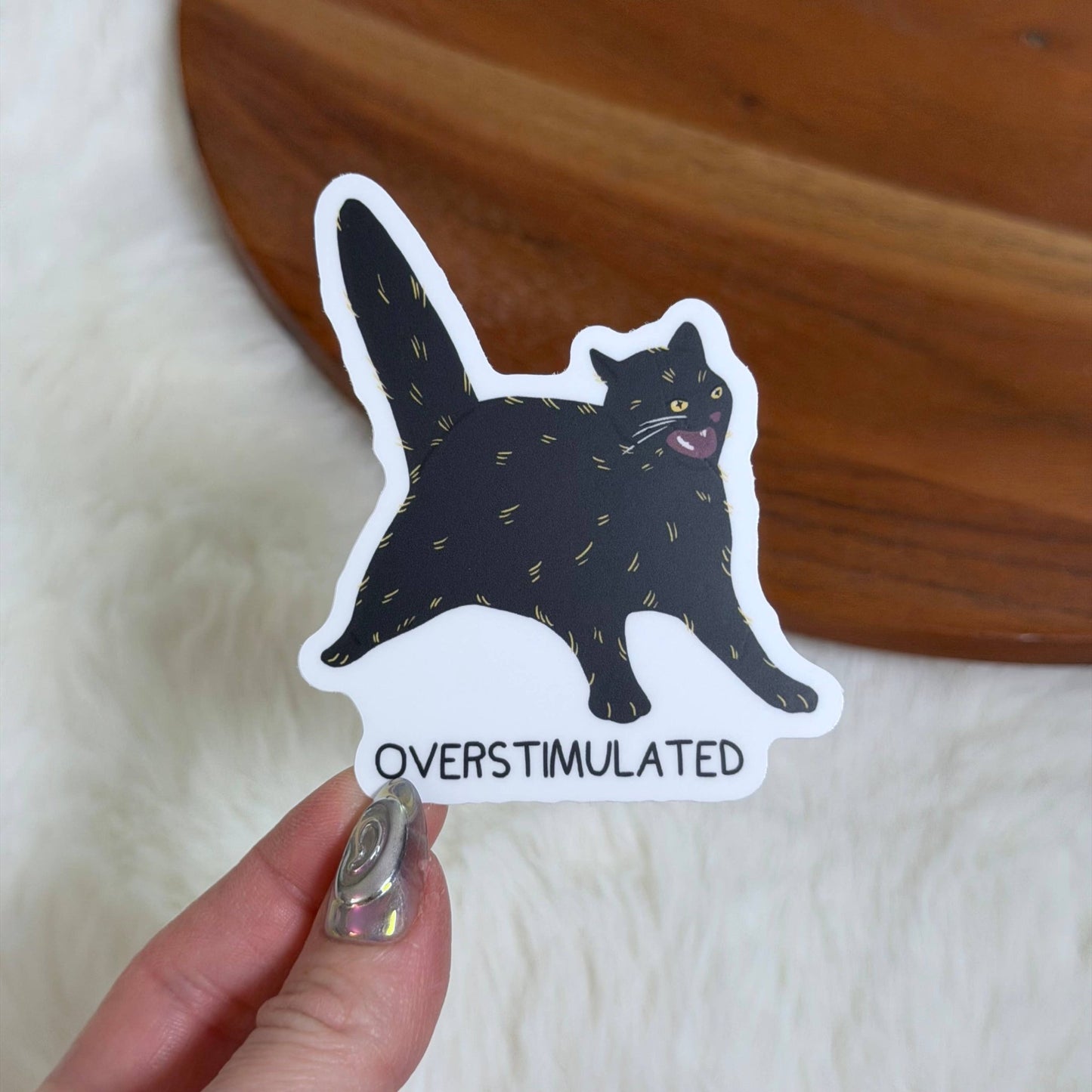 Big Moods - Overstimulated Black Cat Sticker - Dear John