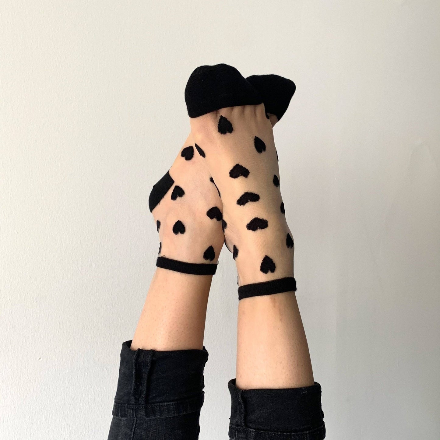 Black heart socks - LAURE ankle socks - Dear John