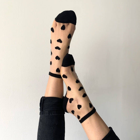 Black heart socks - LAURE ankle socks - Dear John