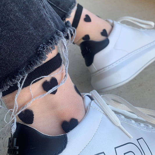 Black heart socks - LAURE ankle socks - Dear John