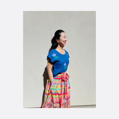 Blue flower linen top  - Dear John
