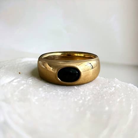 Boem Collection - Capistrano Ring | Gold Black Stone Chunky Statement Ring - Dear John