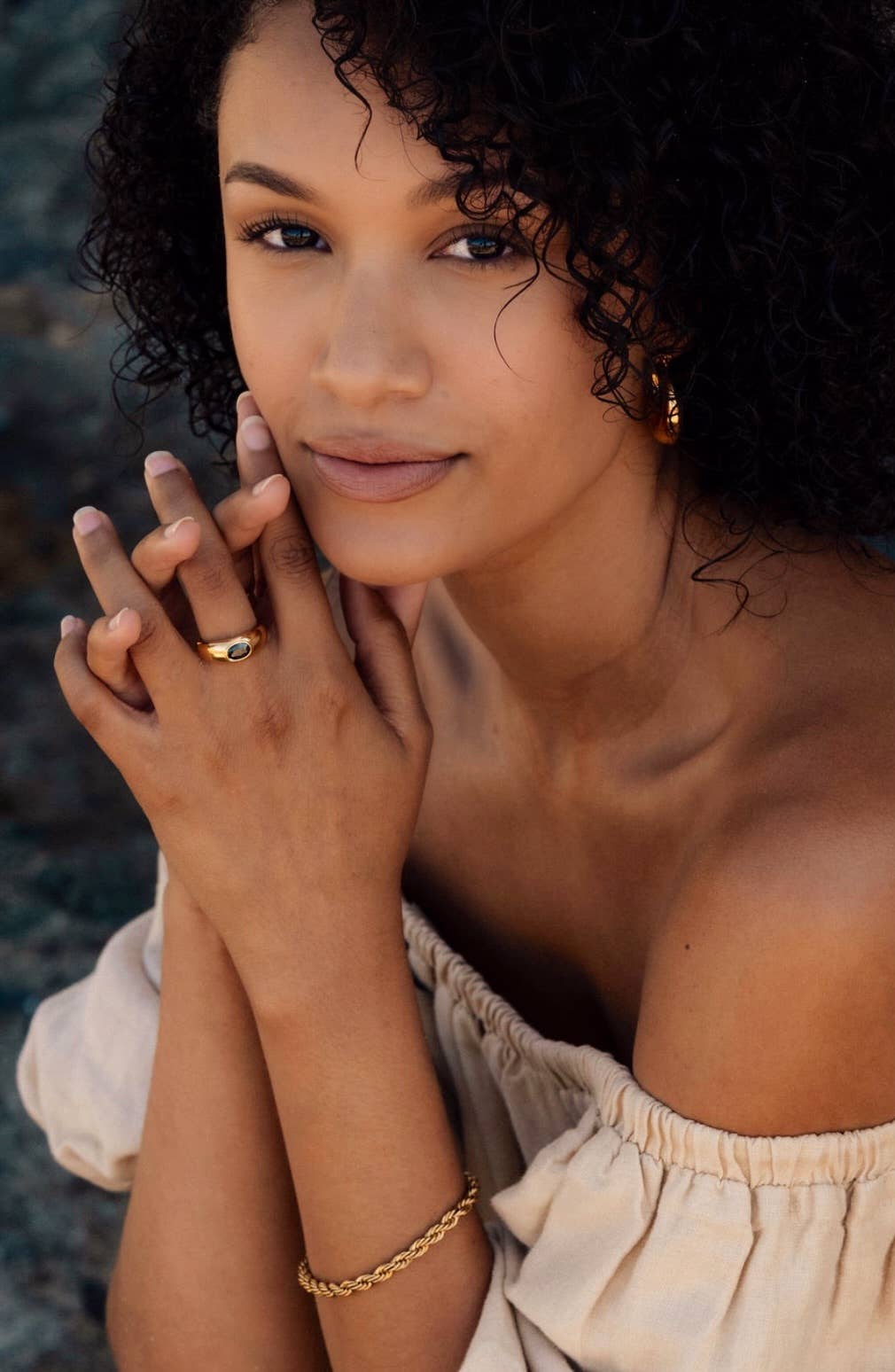 Boem Collection - Capistrano Ring | Gold Black Stone Chunky Statement Ring - Dear John