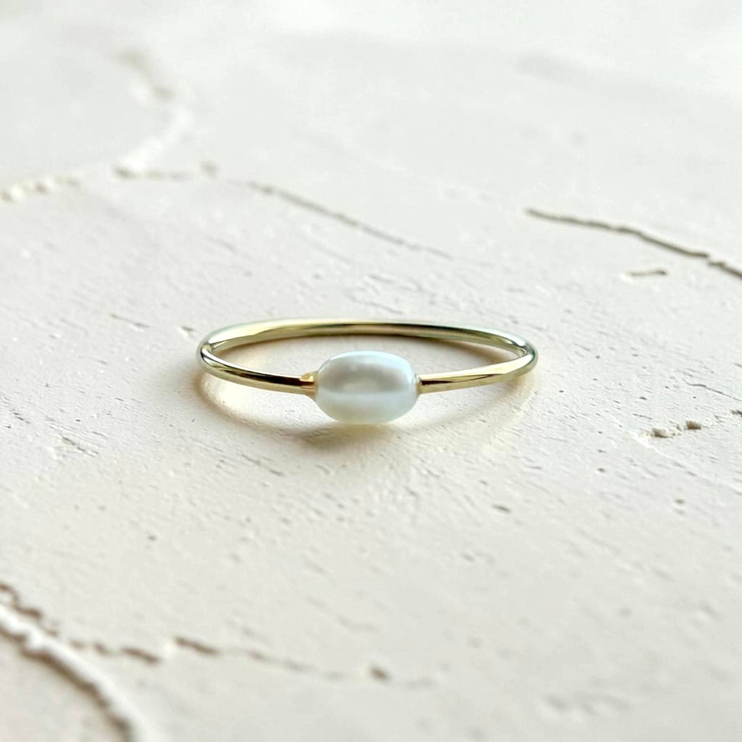 Boem Collection - Capri Pearl Ring | Gold Dainty Pearl Stacking Ring - Dear John