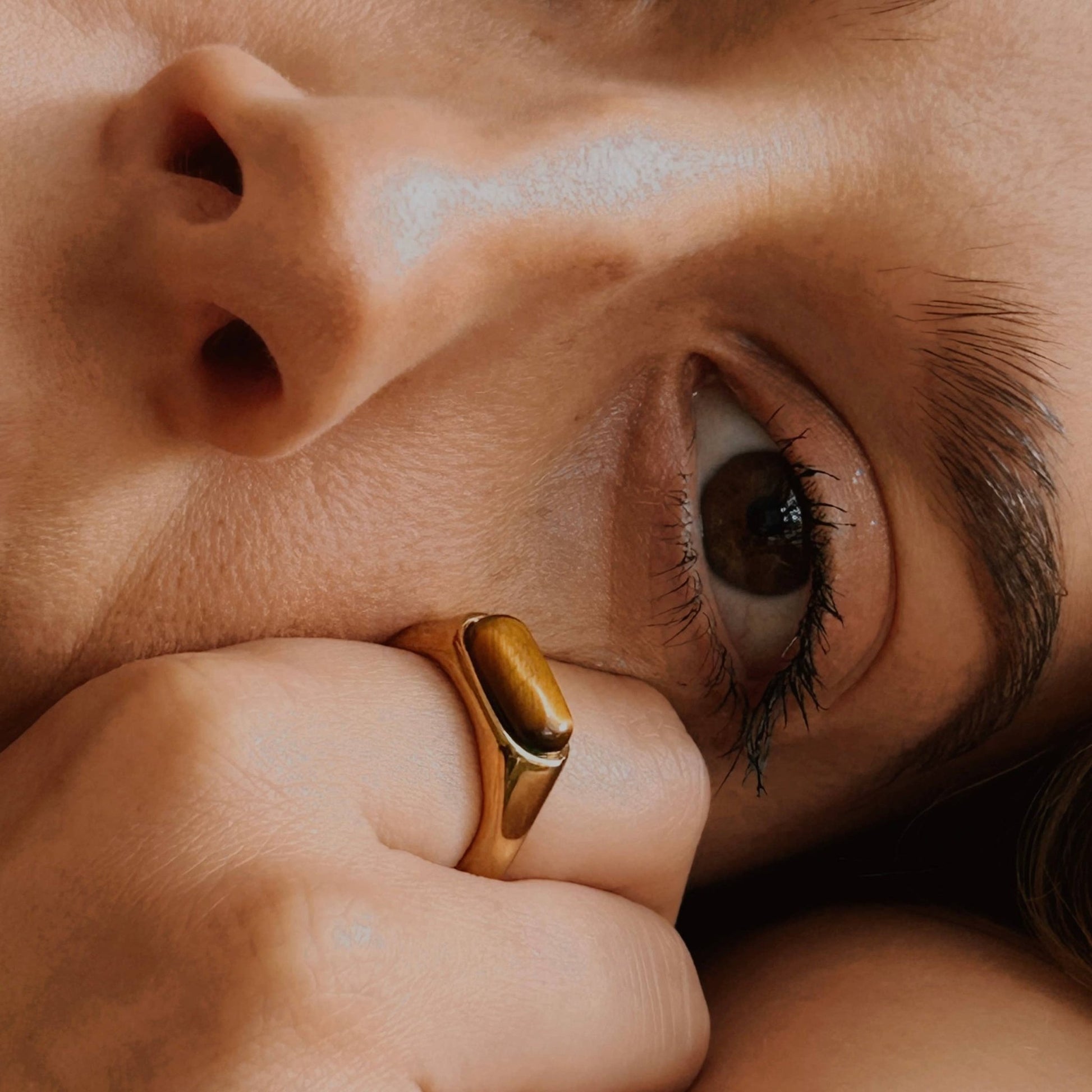 Boem Collection - Leona Ring | Gold Tiger Eye Gemstone Statement Ring - Dear John