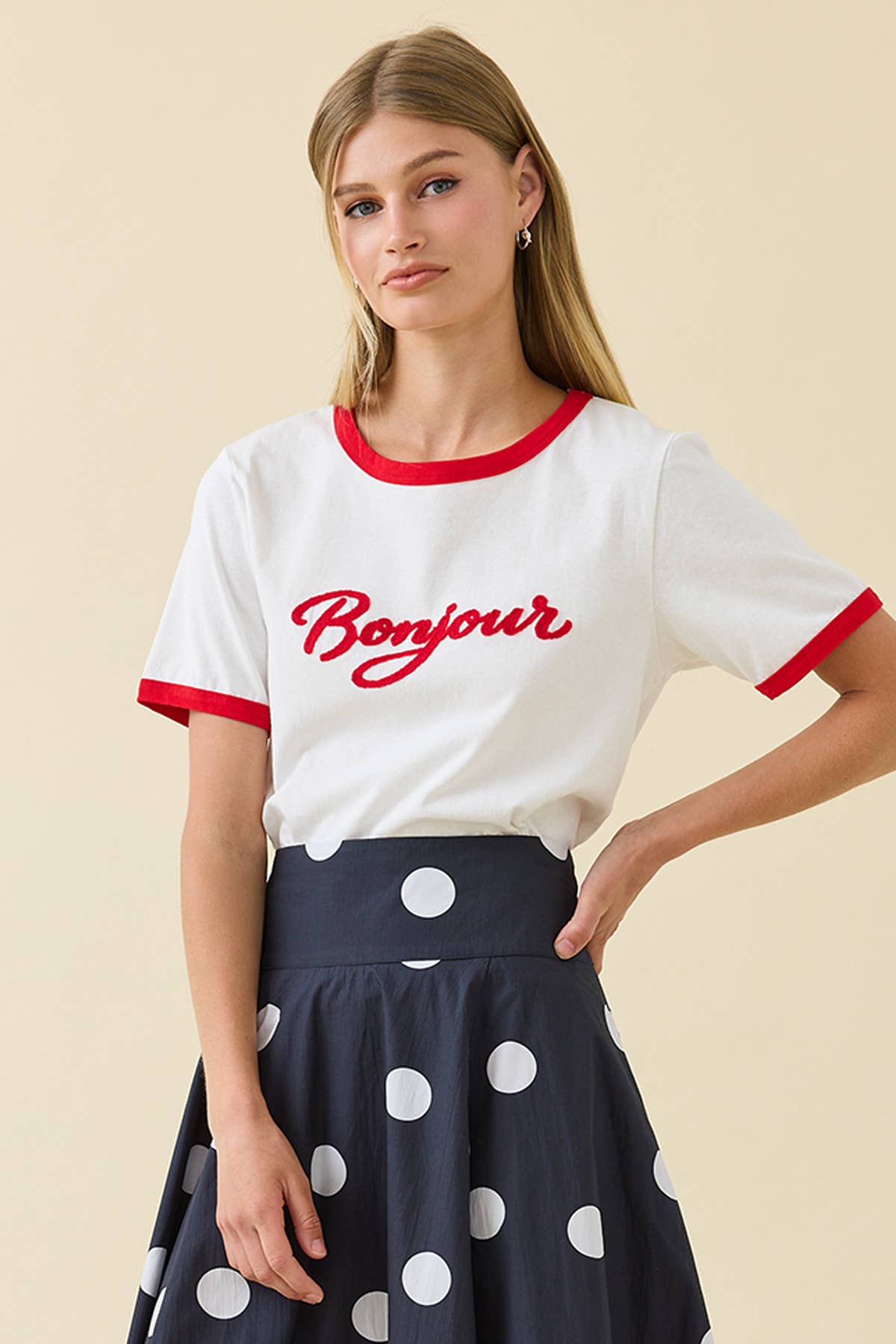 Bonjour Contrast Ringer Tee - Dear John