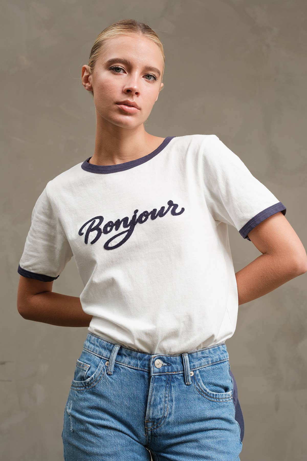 Bonjour Contrast Ringer Tee - Dear John