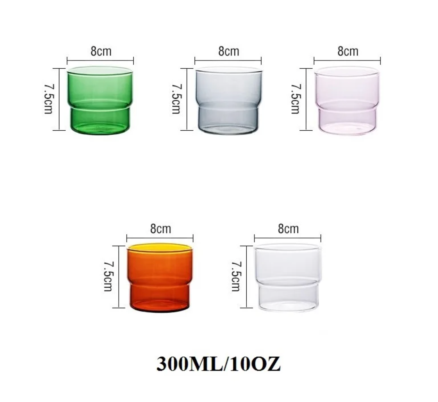 Stackable Colored Glass Water Cup