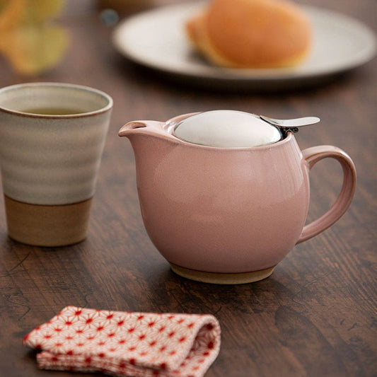 ZERO JAPAN Round Ceramic Teapot — 15 oz (Sakura Pink)