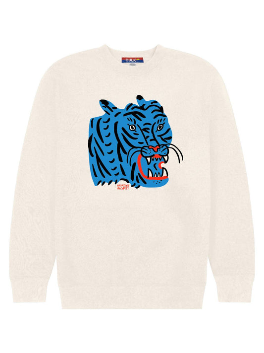 Blue Tiger Crewneck — Cream by Kristina Micotti