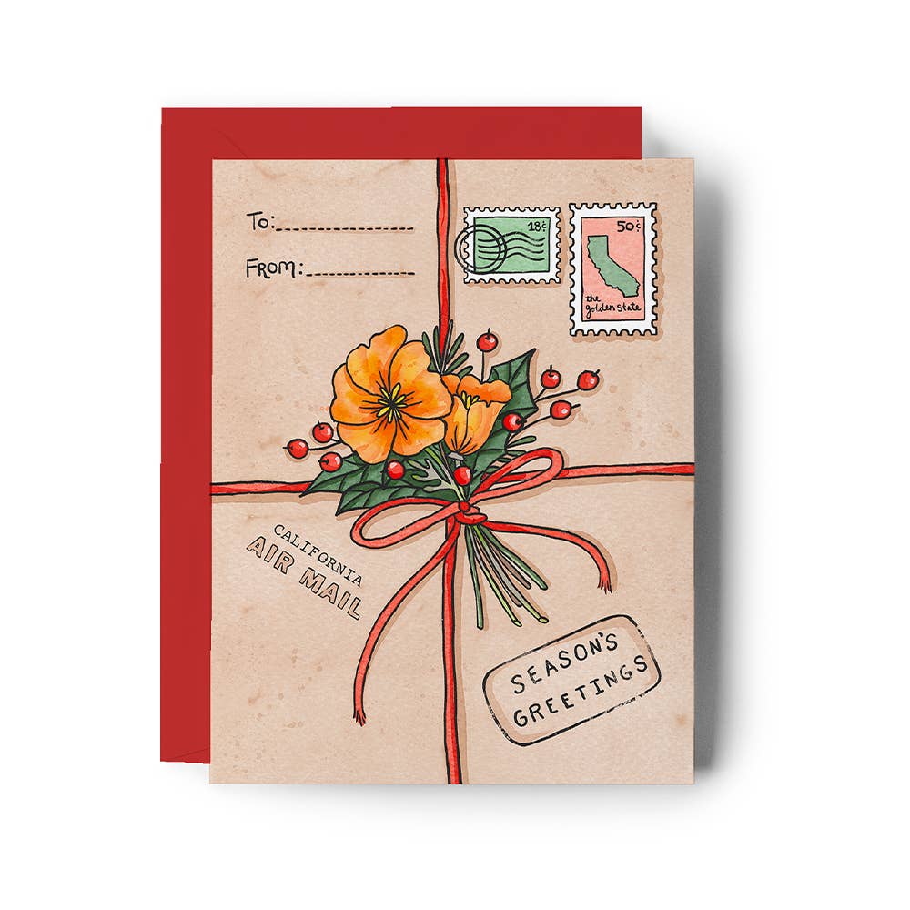 California Poppy Holiday Package Boxed Cards - Set of 6 - Dear John