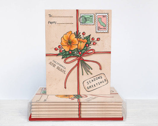 California Poppy Holiday Package Boxed Cards - Set of 6 - Dear John