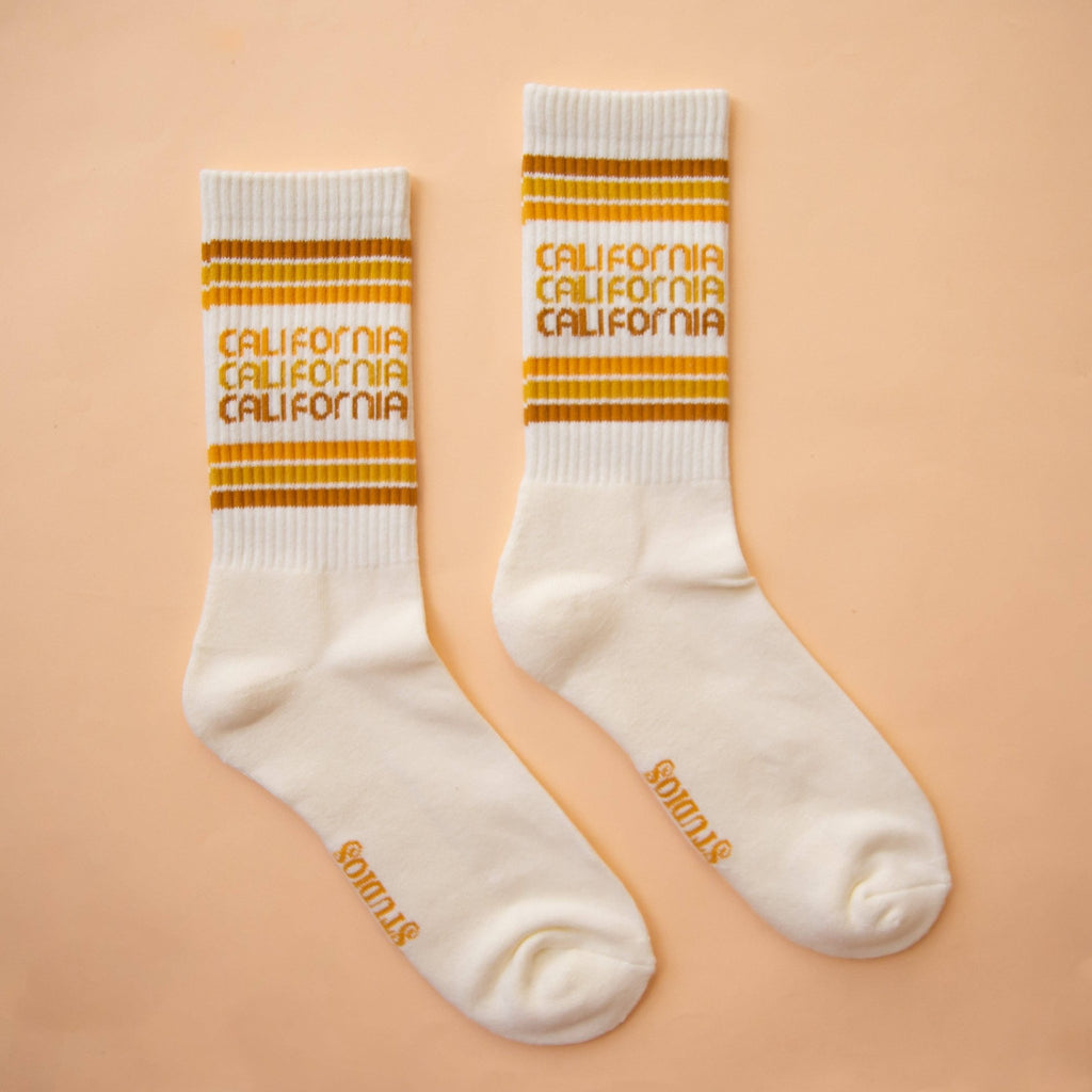 California Striped Ribbed Crew Socks - Dear John
