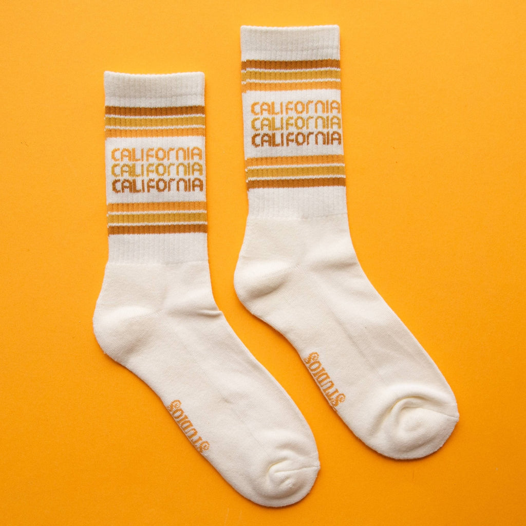 California Striped Ribbed Crew Socks - Dear John