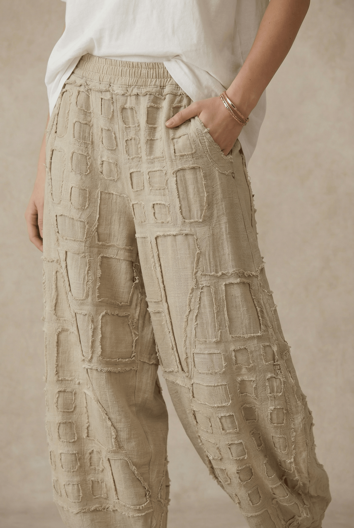 CASUAL BEIGE TEXTURED PANTS - Dear John