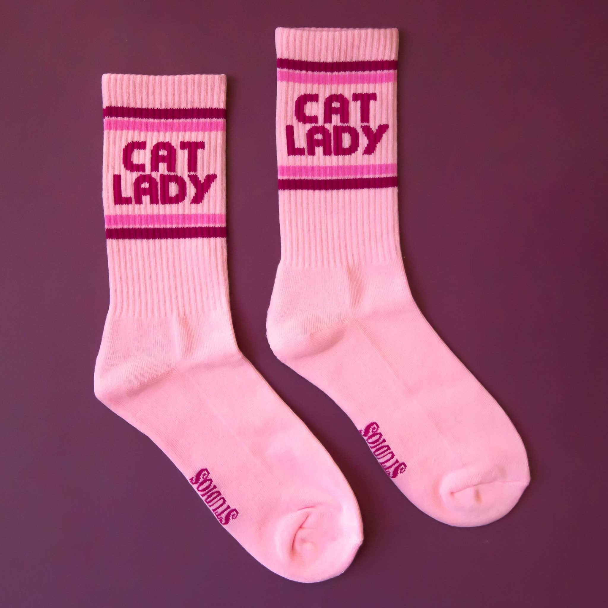 Cat Lady Striped Ribbed Crew Socks - Dear John