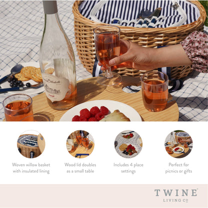 Central Park Willow Picnic Basket Set for Four - Dear John