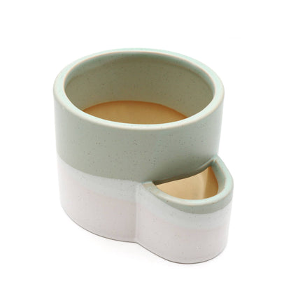 Ceramic Burner w/ Match Slot - White & Green - Dear John