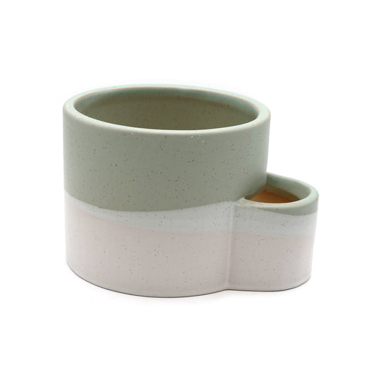 Ceramic Burner w/ Match Slot - White & Green - Dear John