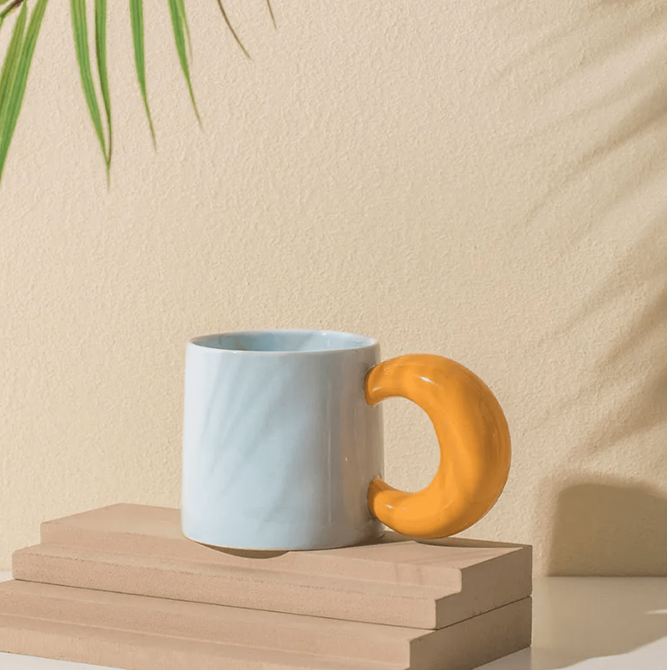 Ceramic Coffee Mug with Curved Moon Handle - Dear John