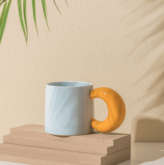 Ceramic Coffee Mug with Curved Moon Handle - Dear John