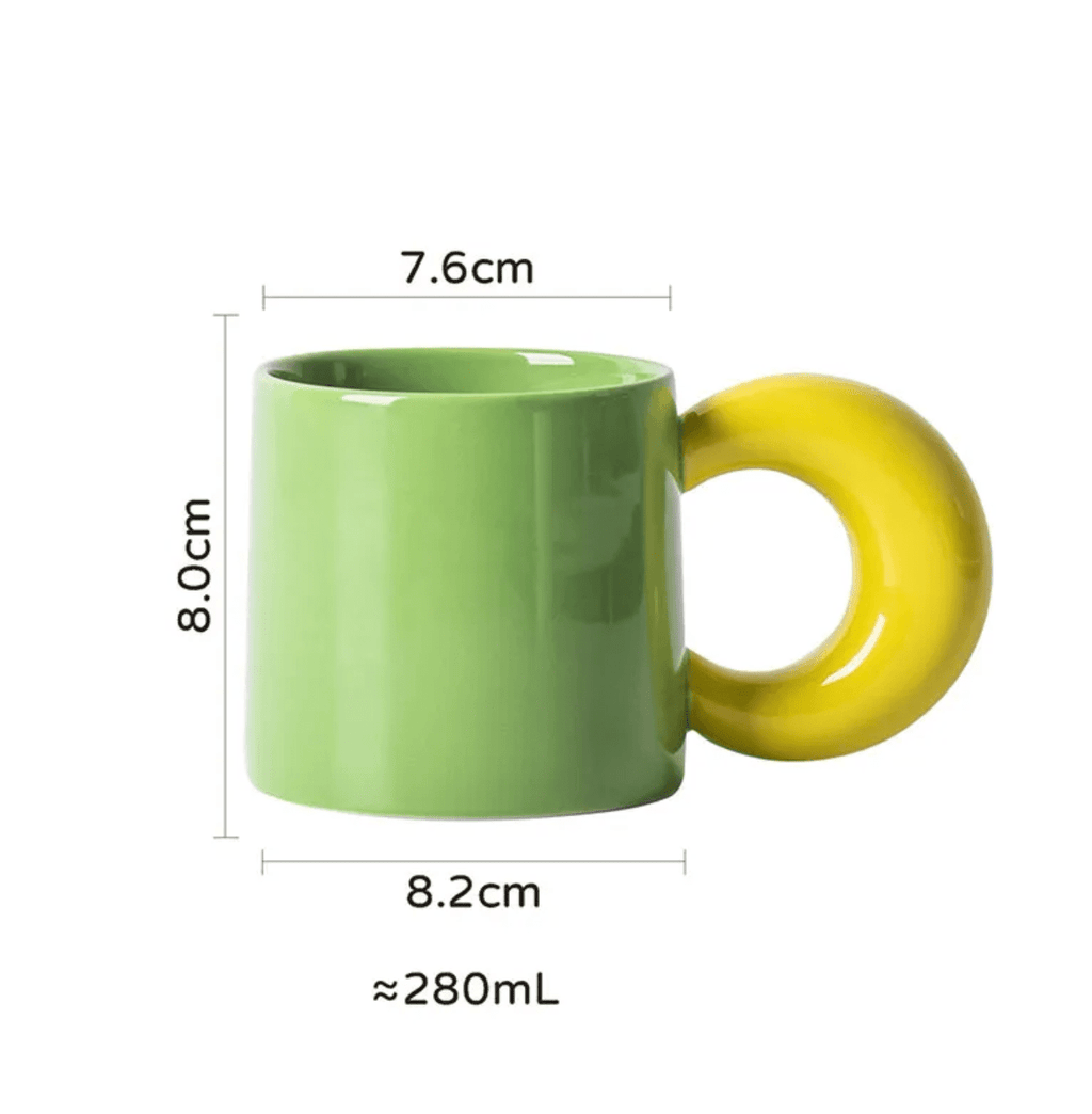 Ceramic Coffee Mug with Curved Moon Handle - Dear John