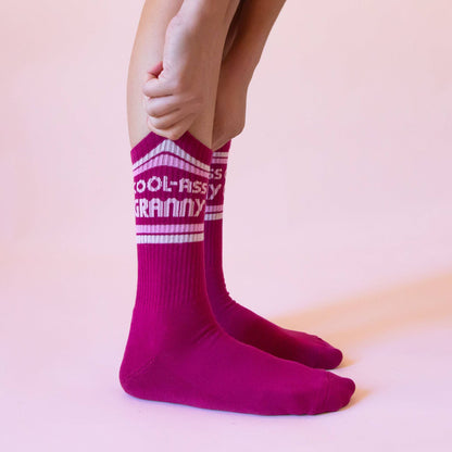 Cool Ass Granny Striped Ribbed Crew Socks — 100% Organic Cotton