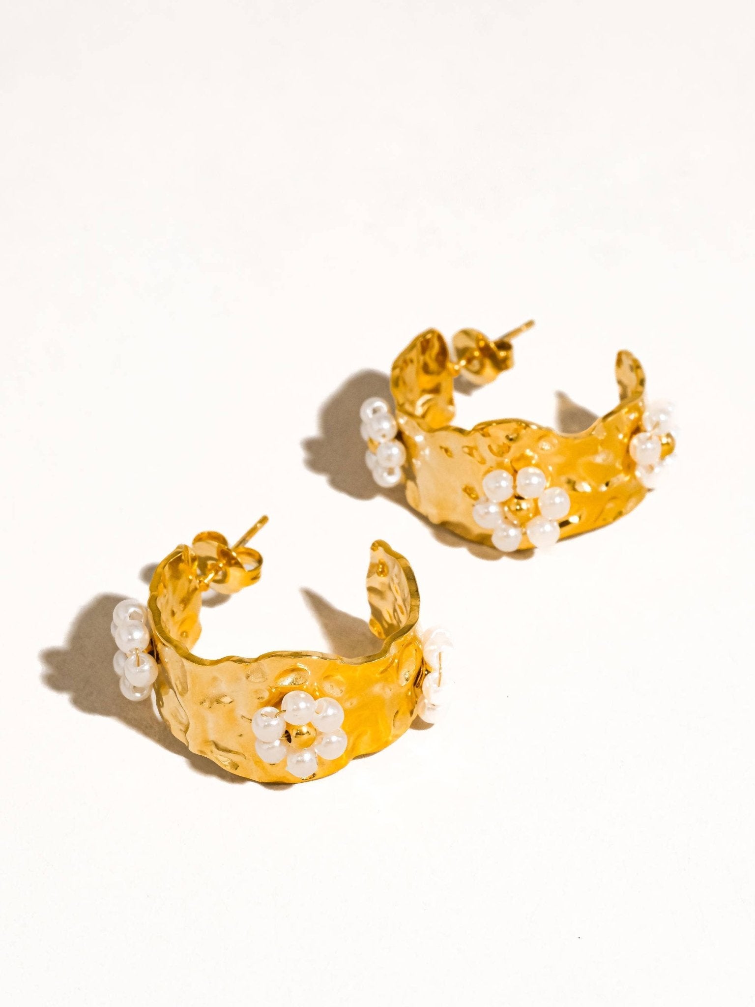 Charme 18K Gold Non - Tarnish Vintage Floral Hoop Earring - Dear John