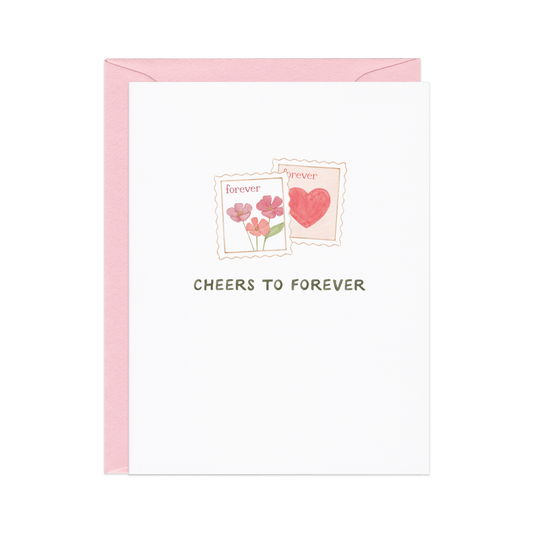 Cheers To Forever — Snail Mail Stamp Pun Wedding Card - Dear John