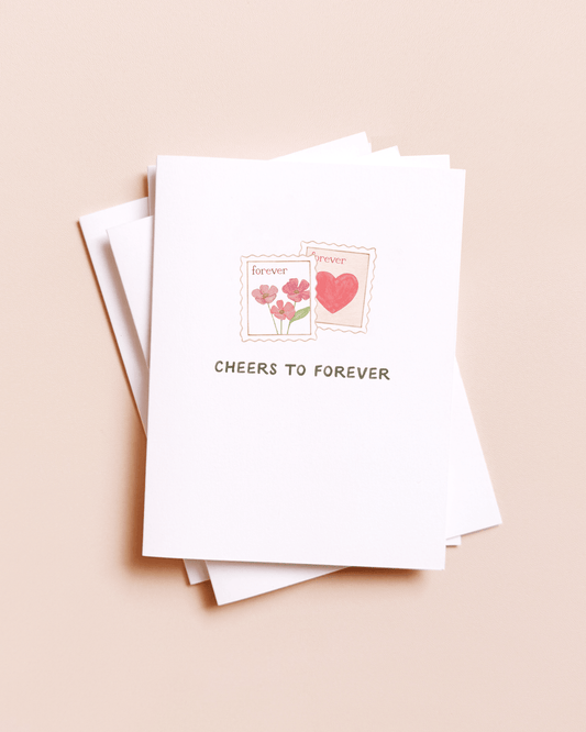 Cheers To Forever — Snail Mail Stamp Pun Wedding Card - Dear John