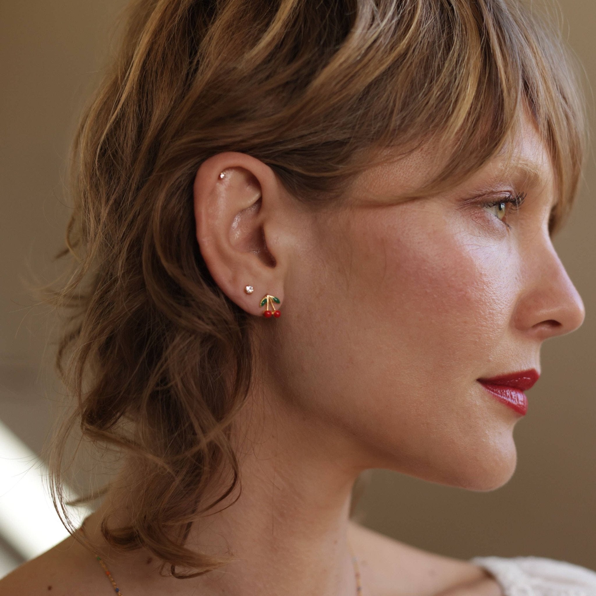 Cherry Stud Earrings — 90s Rockabilly Vintage Vibe (Made in USA) - Dear John