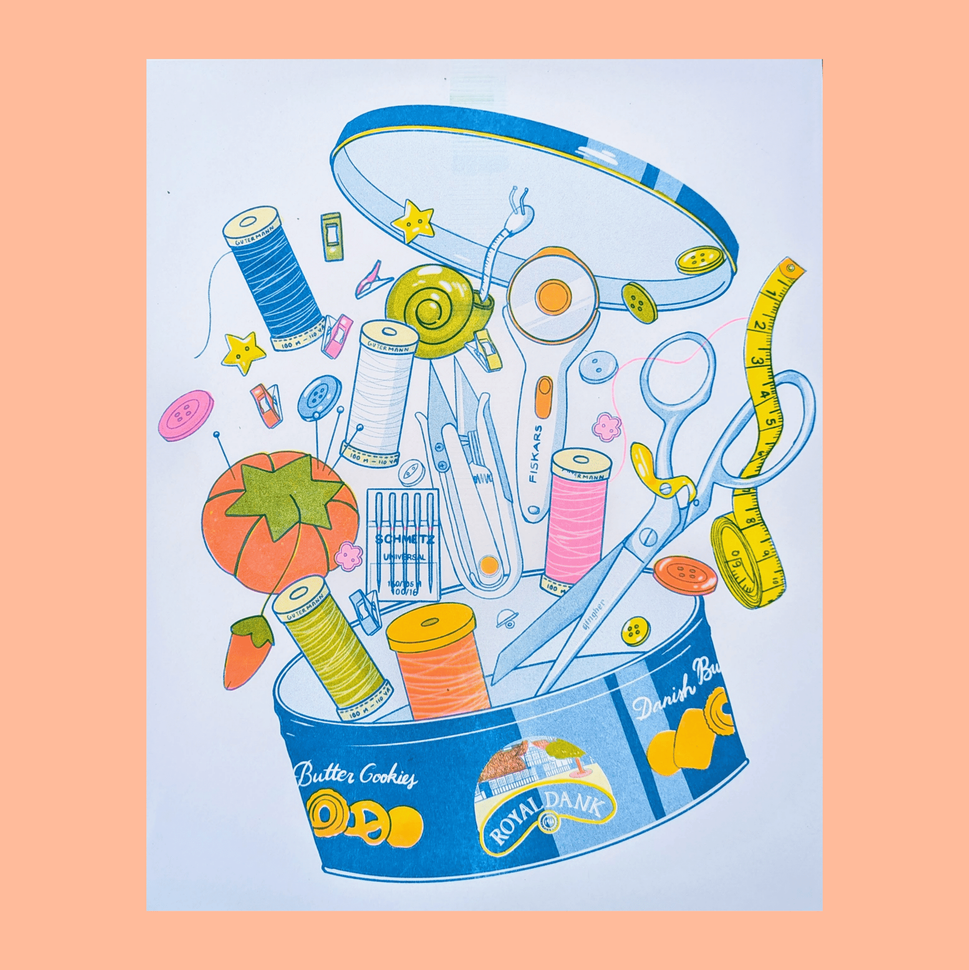 Christina Hu - Butter Cookie Sewing Supplies | Risograph Print - Dear John