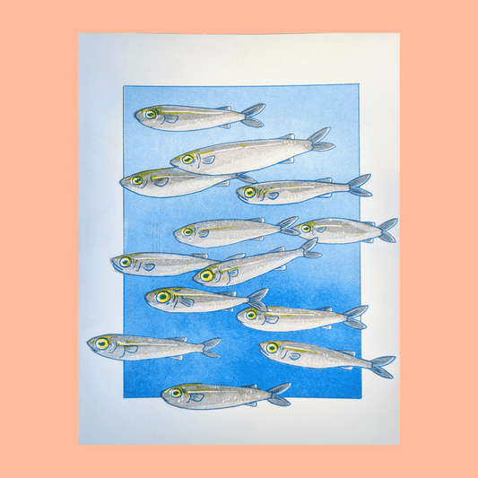 Christina Hu - School of Fish | 8.5"x11" Risograph print - Dear John
