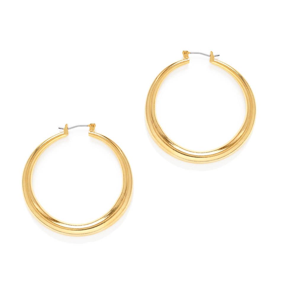 Classic Small Hoop Earrings — 14k Gold - Plated Brass (0.75") - Dear John