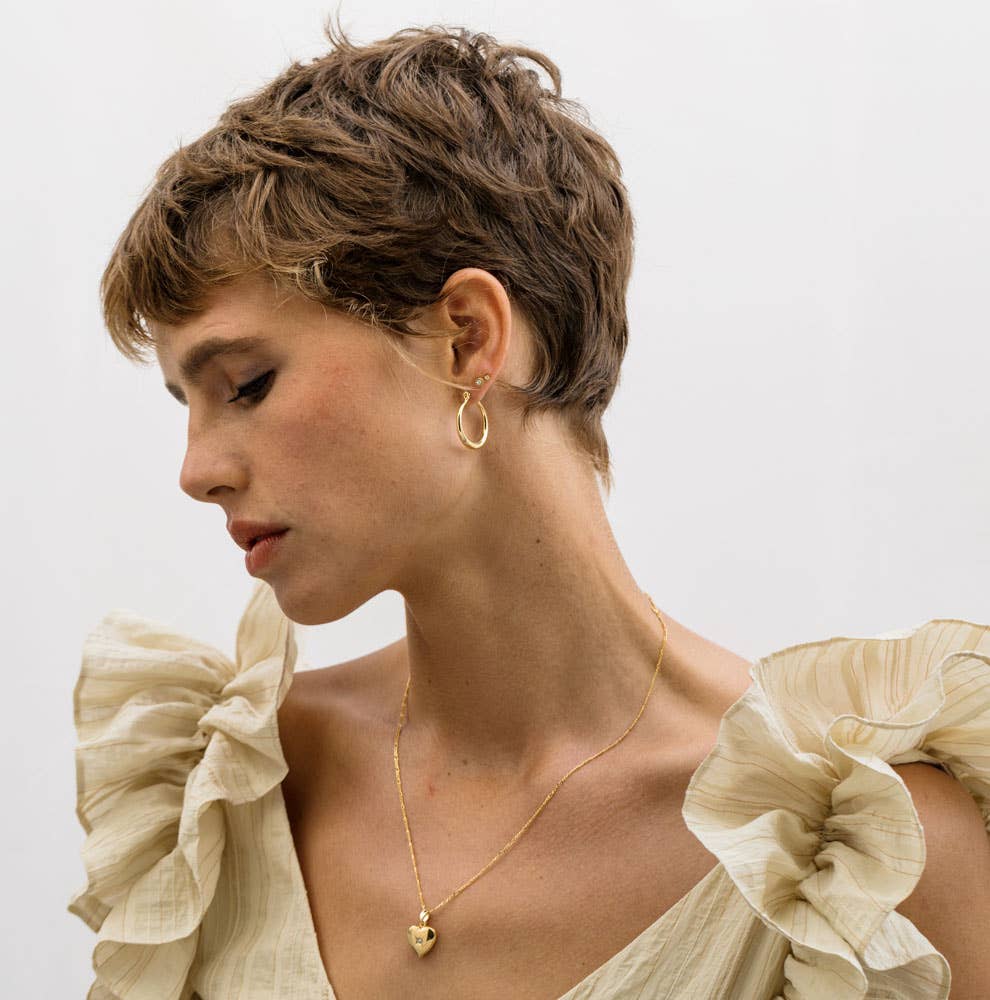 Classic Small Hoop Earrings — 14k Gold - Plated Brass (0.75") - Dear John