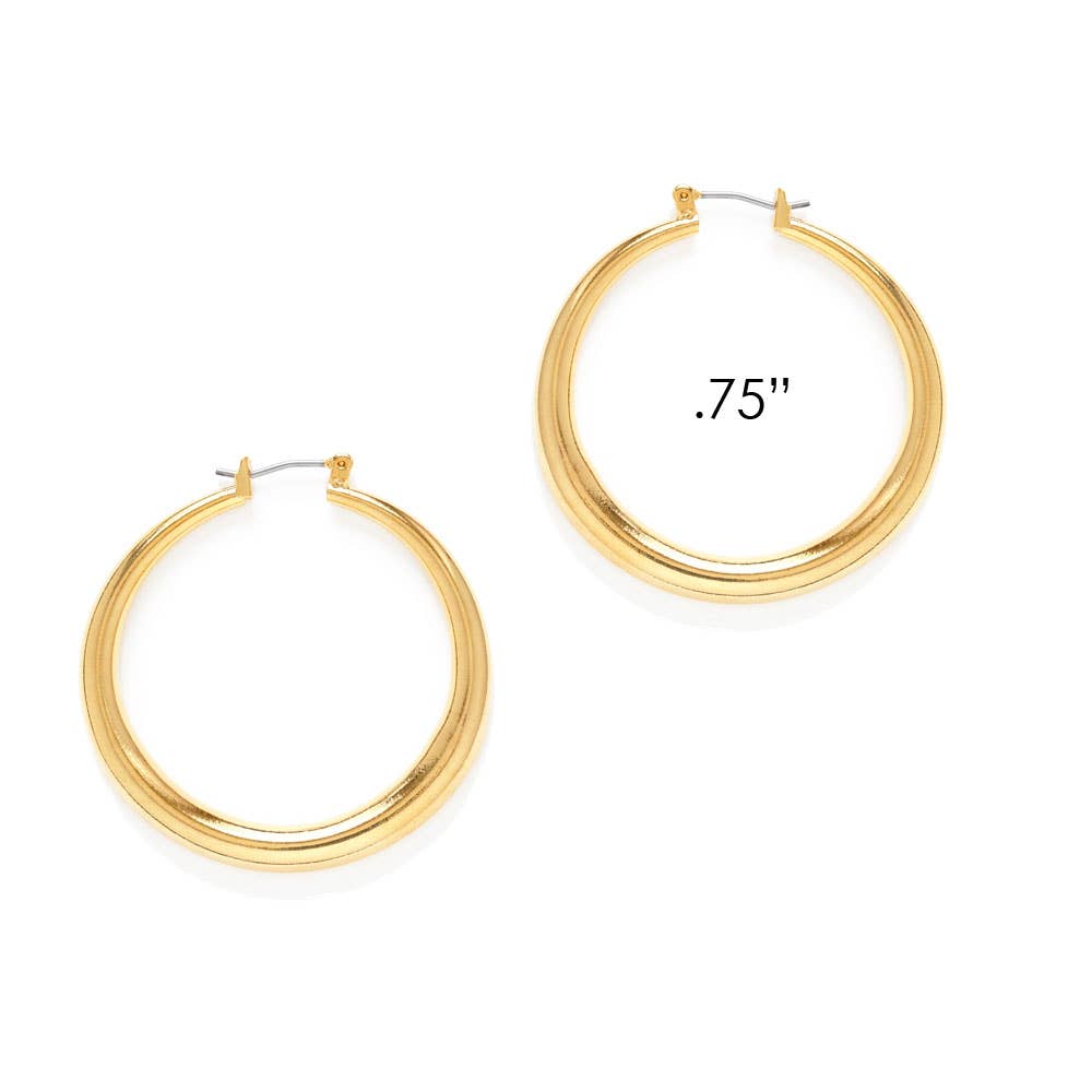 Classic Small Hoop Earrings — 14k Gold - Plated Brass (0.75") - Dear John