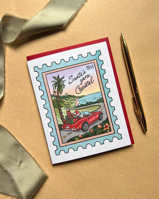 Coastal Santa California Christmas Boxed Cards - Set of 6 - Dear John