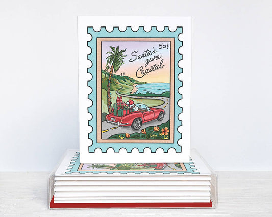 Coastal Santa California Christmas Boxed Cards - Set of 6 - Dear John