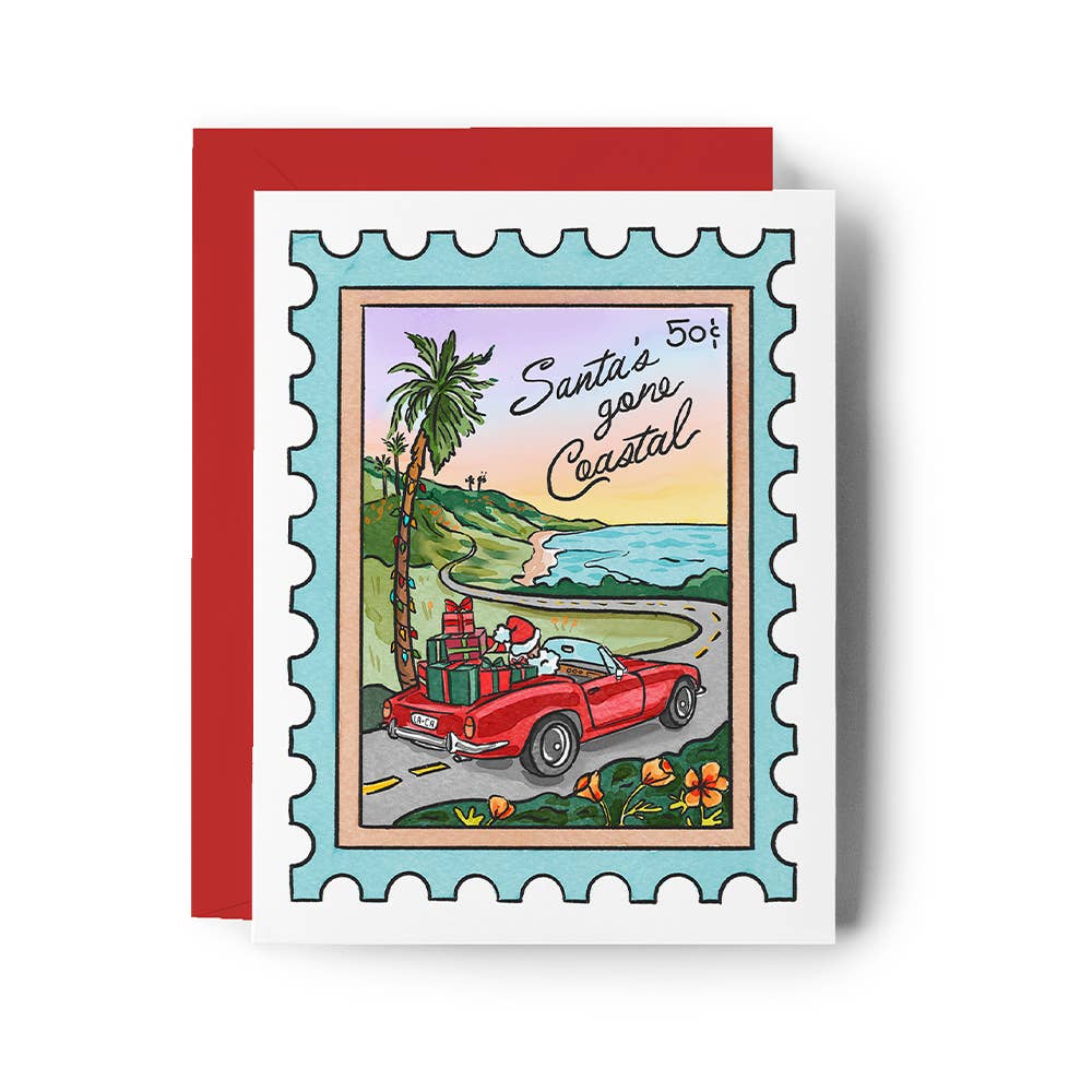 Coastal Santa California Christmas Boxed Cards - Set of 6 - Dear John
