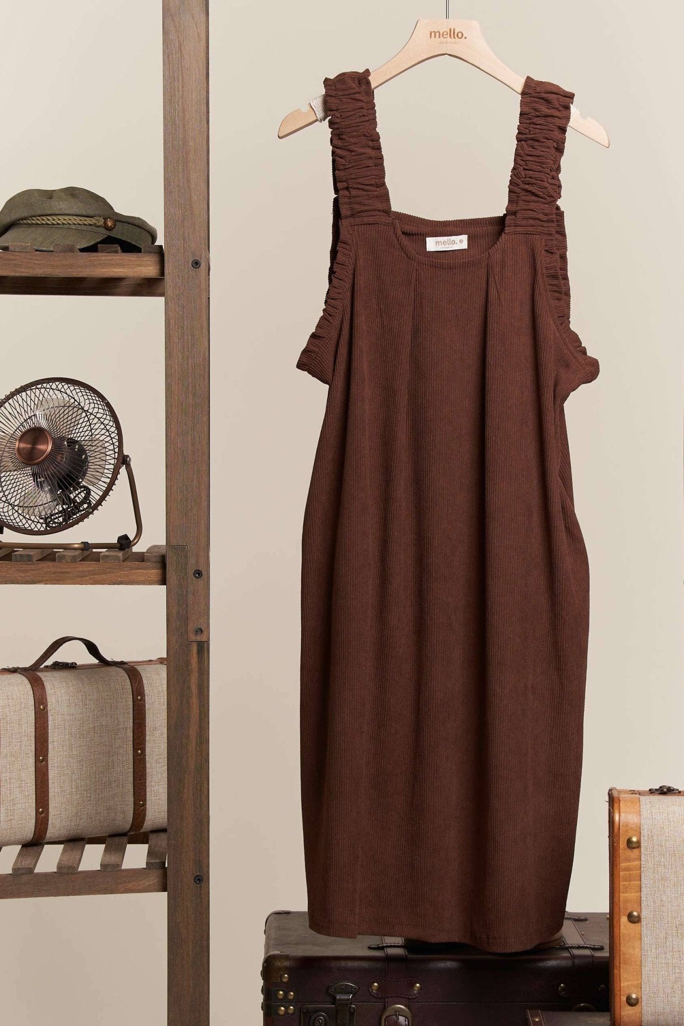 Corduroy Elasti Sleeve Loose Fit A Line Dress - Dear John