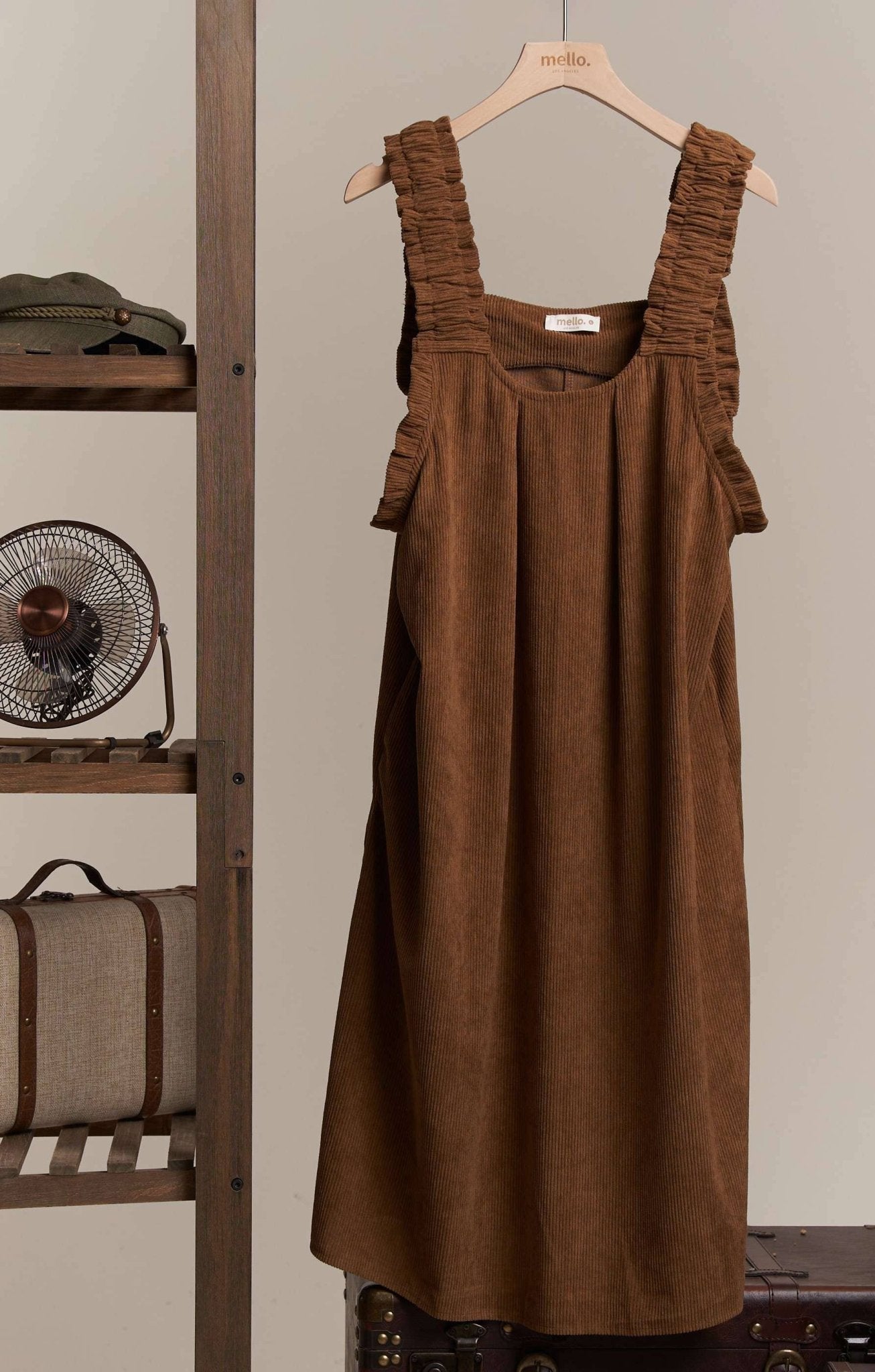 Corduroy Elasti Sleeve Loose Fit A Line Dress - Dear John