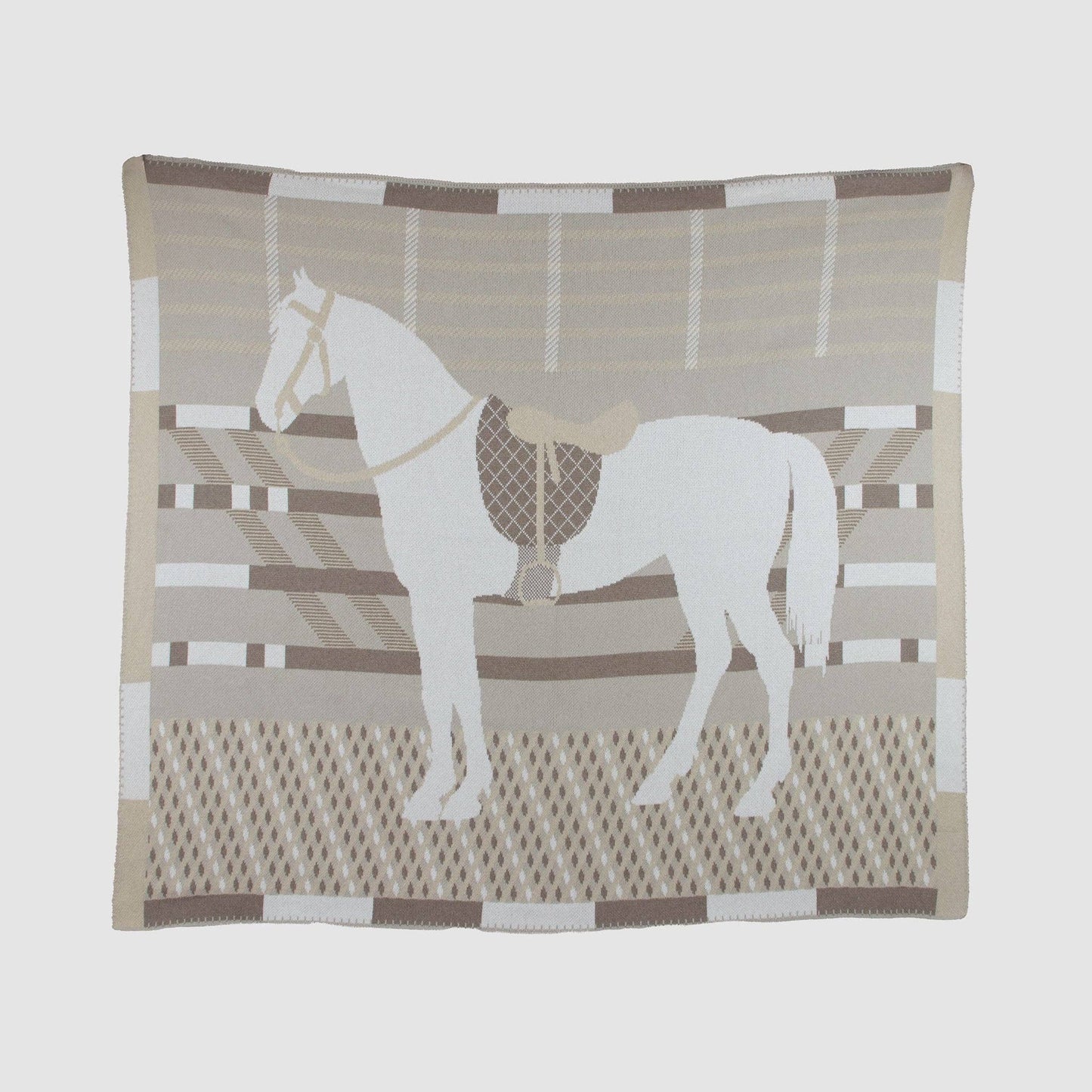 Cotton Sustainable Knit Patterned | Stripes Throw Blanket - Equestrian Cheval - Dear John