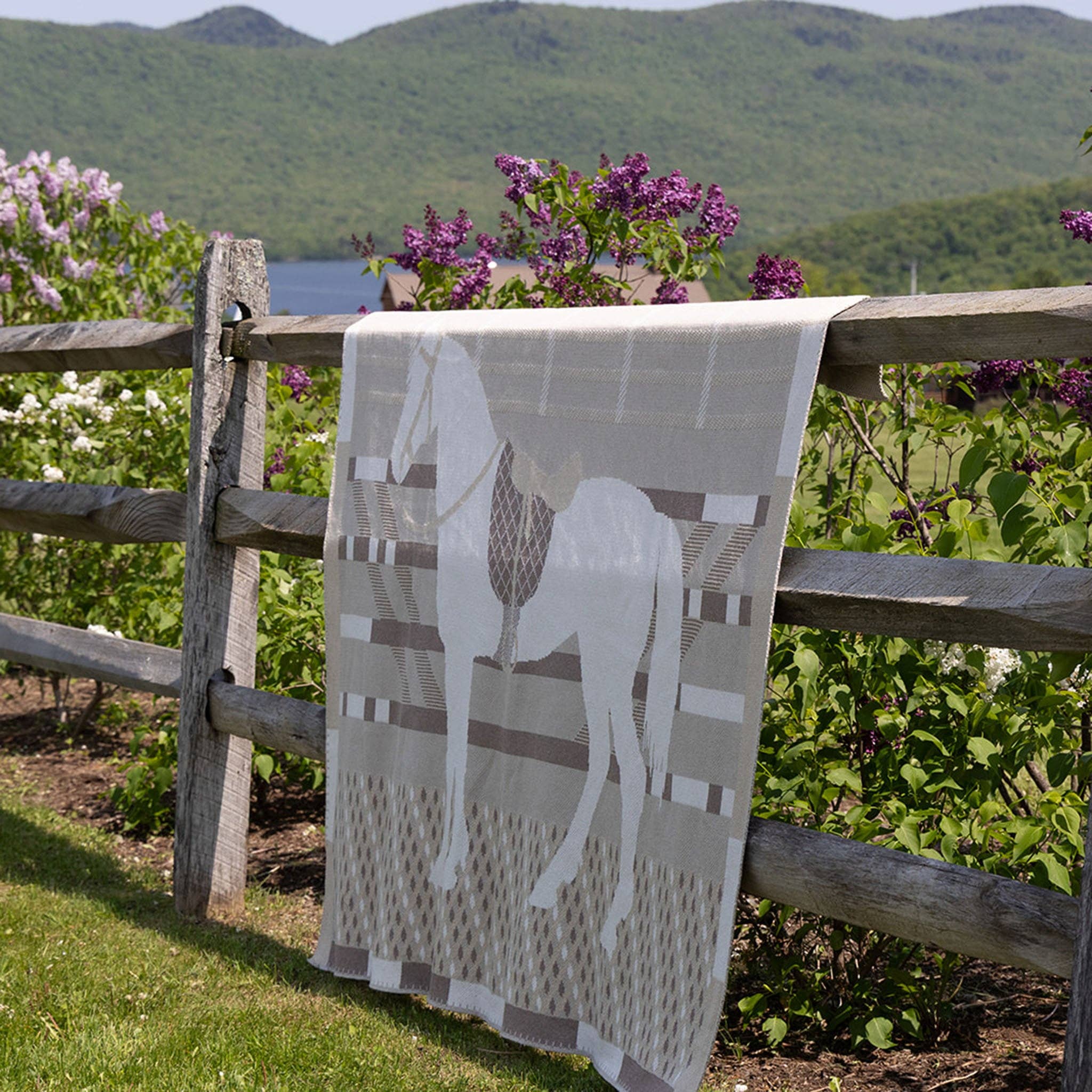 Cotton Sustainable Knit Patterned | Stripes Throw Blanket - Equestrian Cheval - Dear John