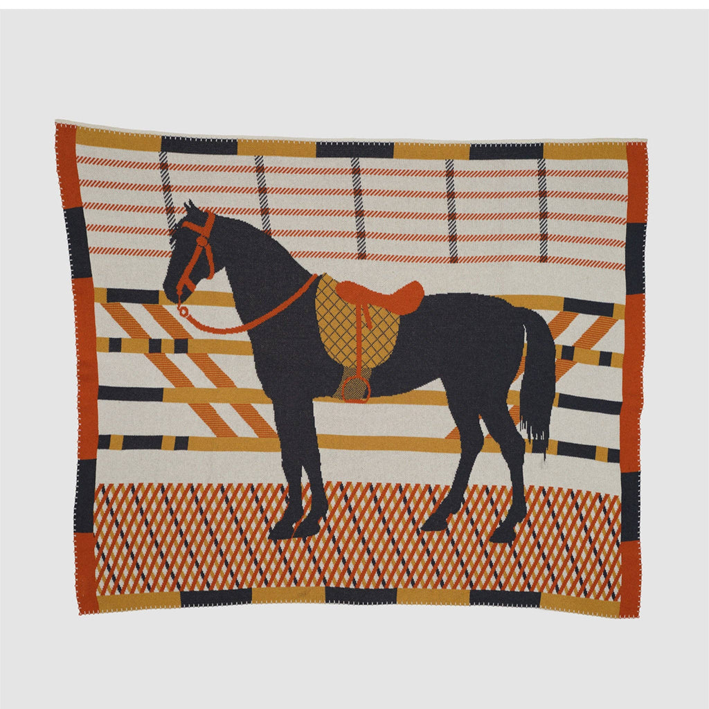 Cotton Sustainable Knit Patterned | Stripes Throw Blanket - Equestrian Cheval - Dear John