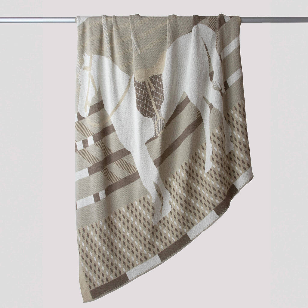 Cotton Sustainable Knit Patterned | Stripes Throw Blanket - Equestrian Cheval - Dear John