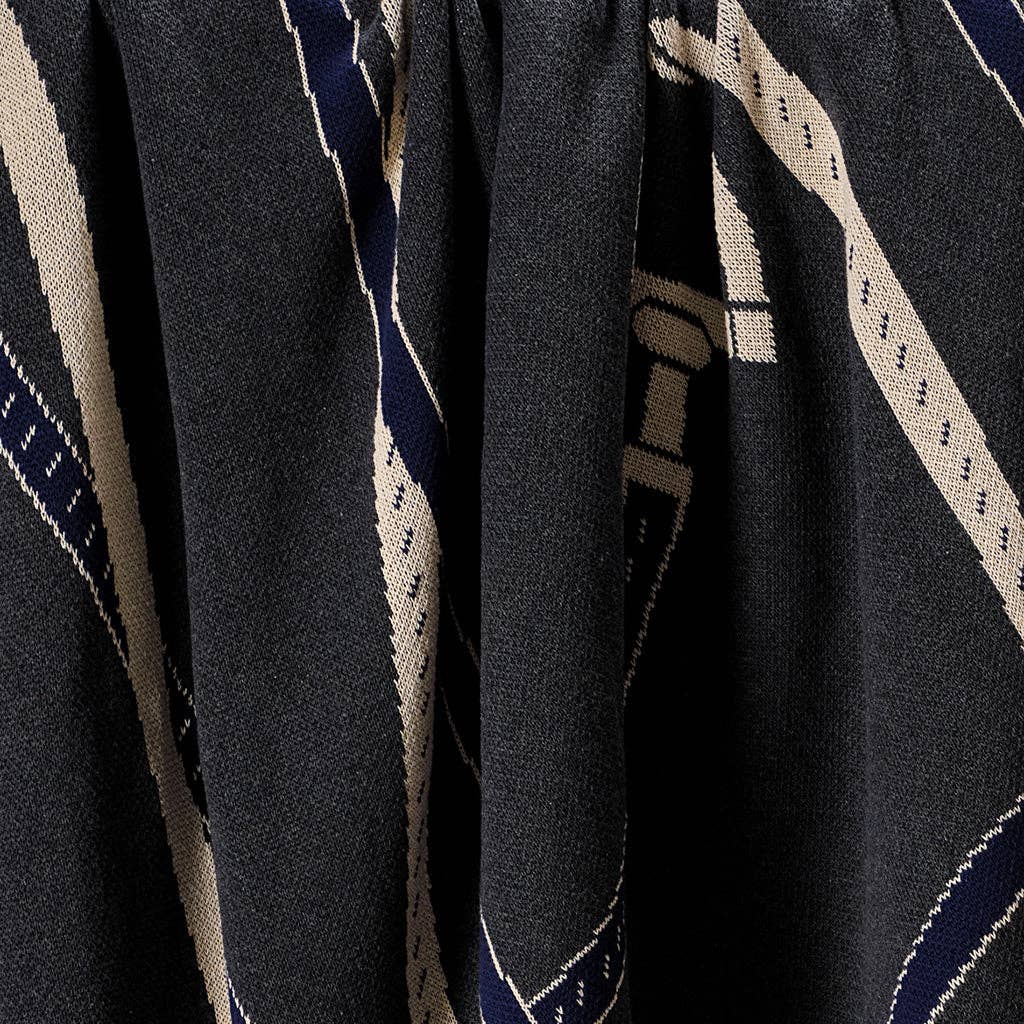 Cotton Sustainable Knit Patterned Throw Blanket - Equestrian Tack - Dear John