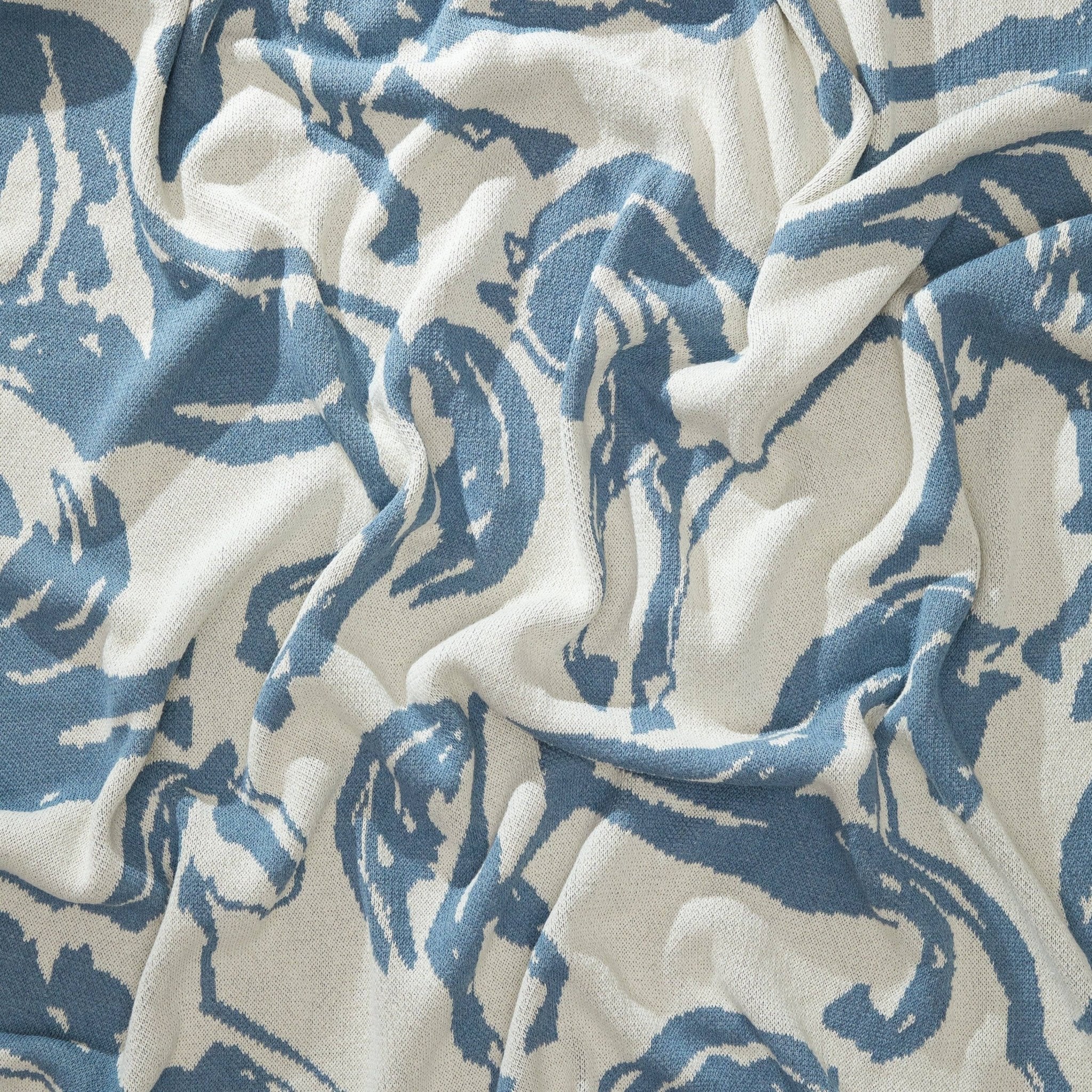 Cotton Sustainable Knit Throw Blanket - Equestrian Abstract Horse - Dear John